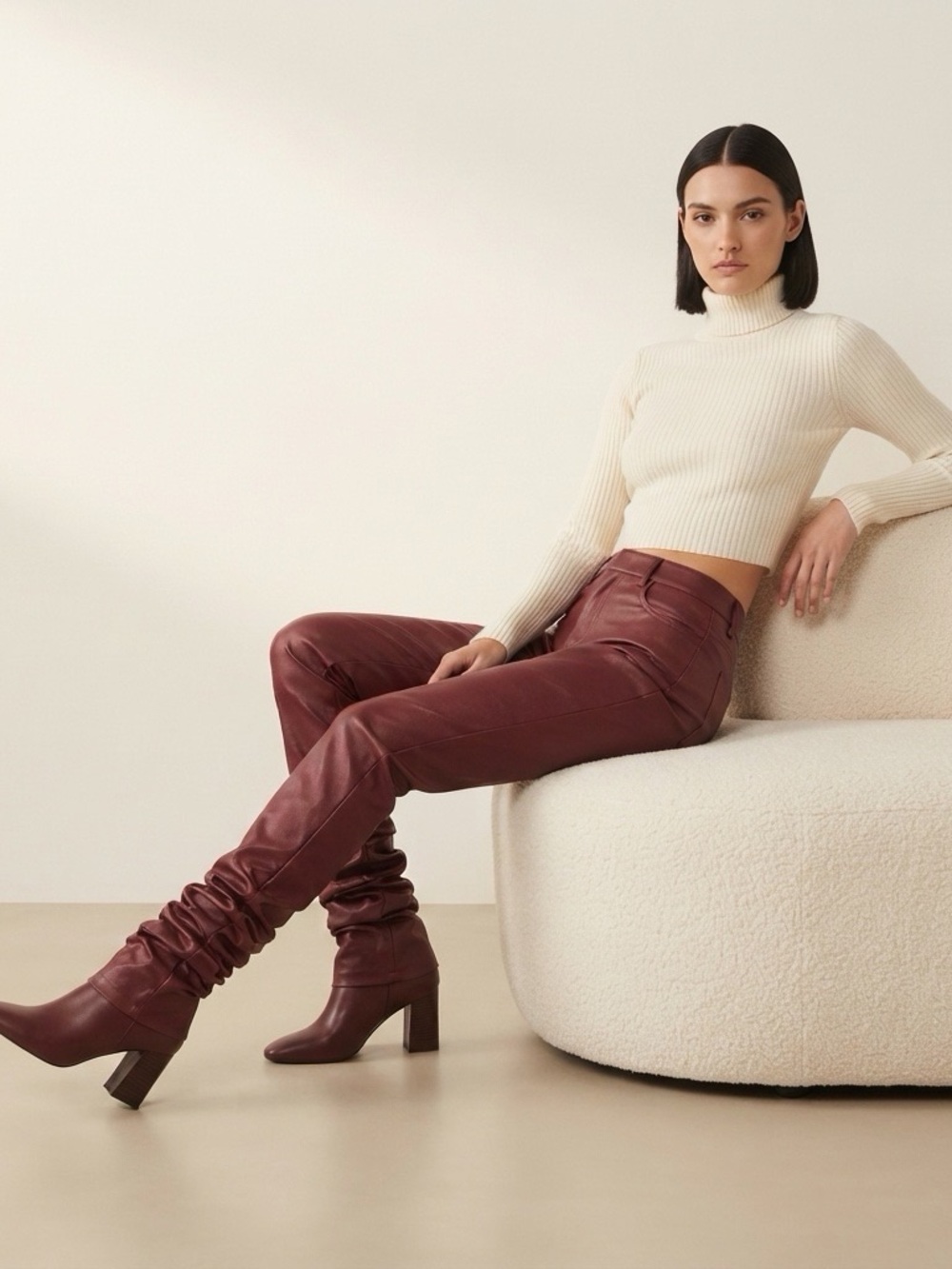 Maroon Women’s Faux Leather Pants